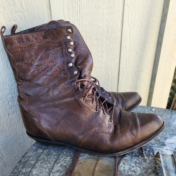 Leather Brown Zodiac Lace Up Women's Boots - Picture 7 of 7